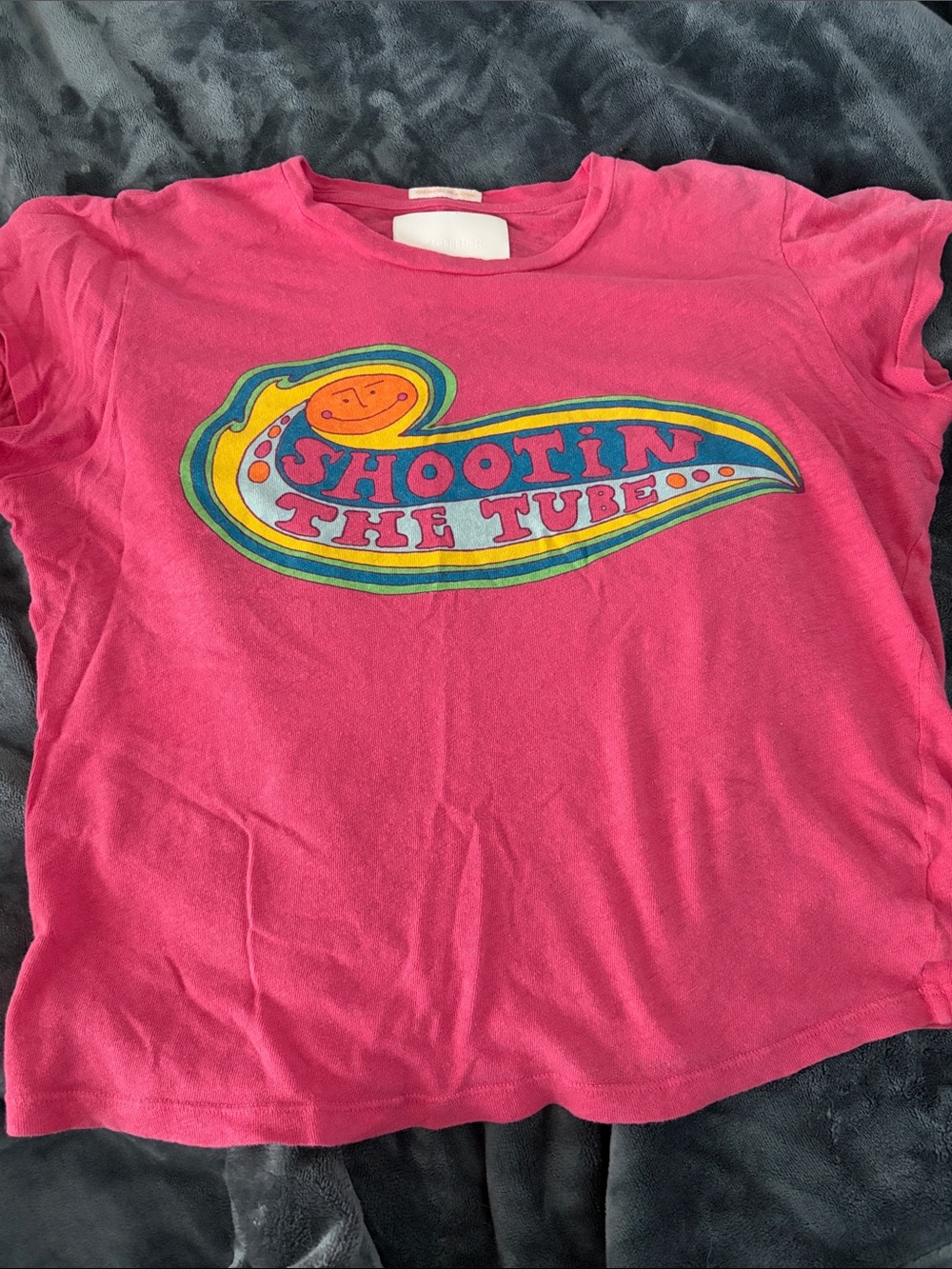 MOTHER Hot Pink Short-Sleeve Graphic Tee with Colorful Retro Logo